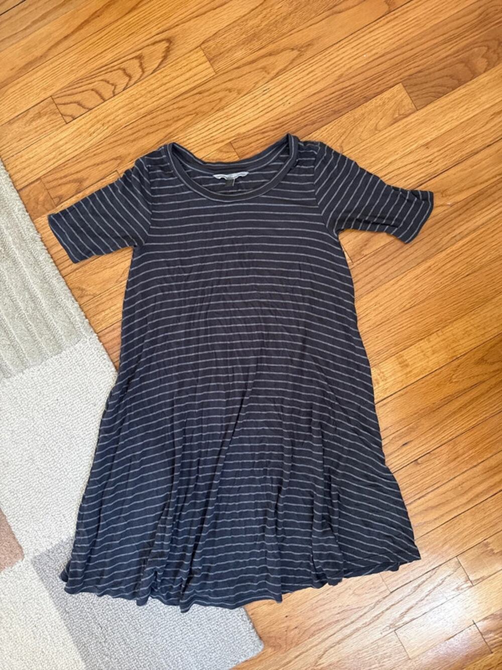 Billabong soft ribbed tee shirt dress casual summer size XS grey striped